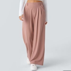 Halara Flex High Waisted Pocket Wide Leg Waffle Work Pants NEW Rose Tan XL